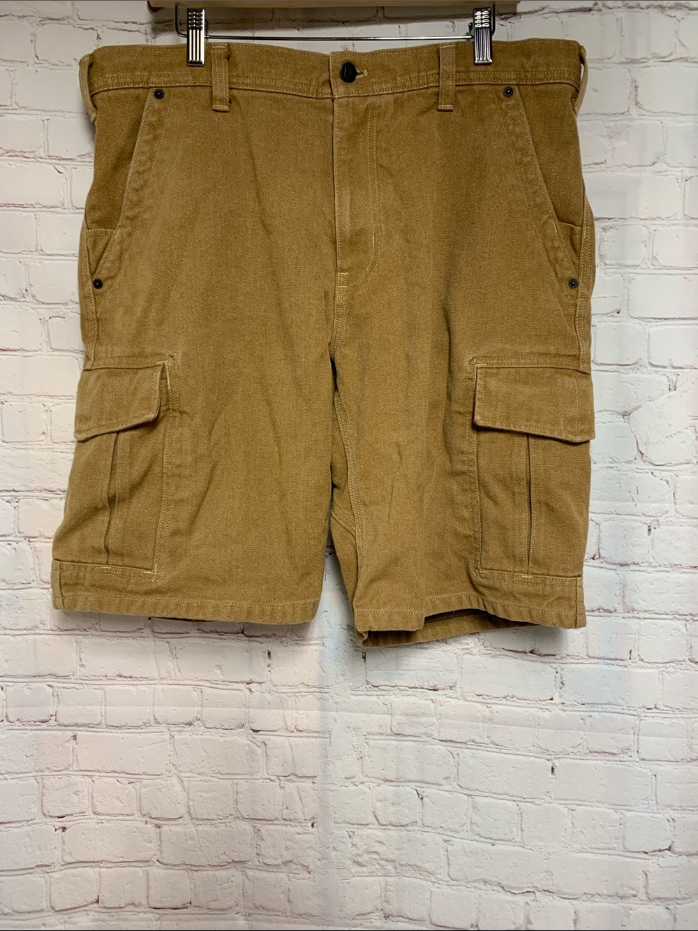 Patagonia Khaki Iron Forge Canvas Hemp Cargo Organic Shorts Size 38 x 11 - Picture 2 of 8